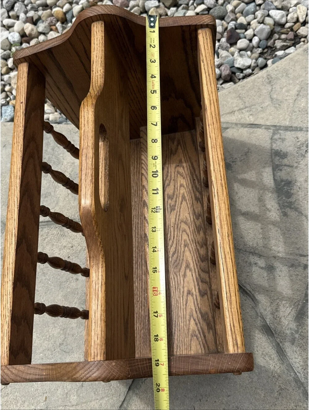 Solid Wood Oak Magazine Records LP Holder With Spindles MCM 2 Sections 19x16x12”